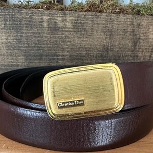 Dior Brown/Black reversible Belt with Gold Buckle